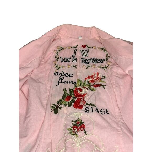 Johnny Was Blazer Jacket Womens M Pink  Floral Roses Embroidered JW Coat Medium - Picture 8 of 16